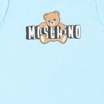 Moschino Kids Pagliaccetto Celeste con Logo Teddy Bear per Neonati