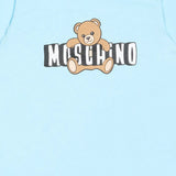 Moschino Kids Pagliaccetto Celeste con Logo Teddy Bear per Neonati