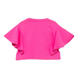 John Richmond Kids T-Shirt Crop Rosa con Logo Multicolor per Bambine