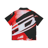 Diesel Kids Camicia Nero/Rossa con Logo All-Over per Bambini