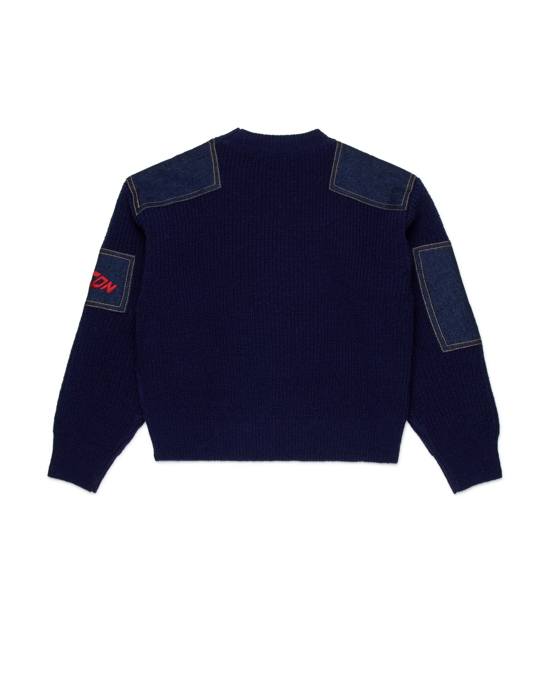 Dsquared2 Kids Pullover Blu con Inserti Denim per Bambine