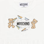 Moschino Kids Abito Panna con Logo Teddy Bear per Neonate