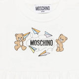 Moschino Kids Abito Panna con Logo Teddy Bear per Neonate