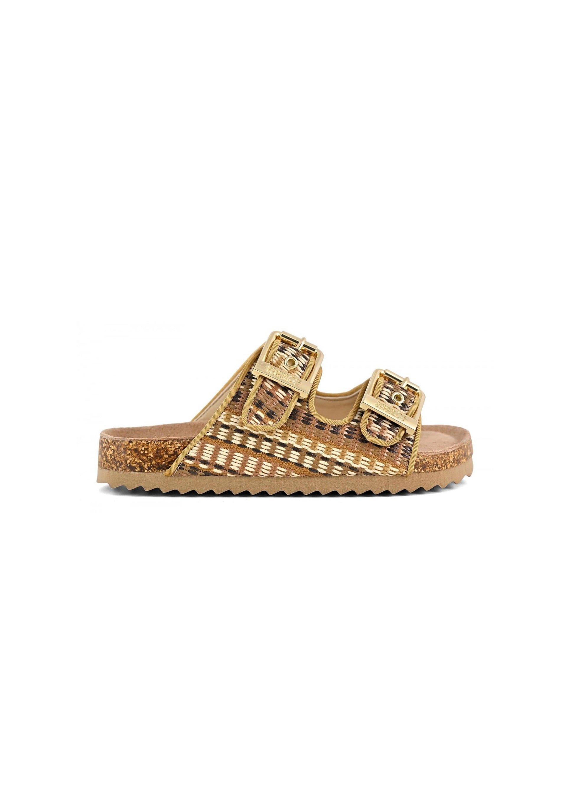 Colors of California Sandalo Doppia Fascia Natural con Strass per Bambine