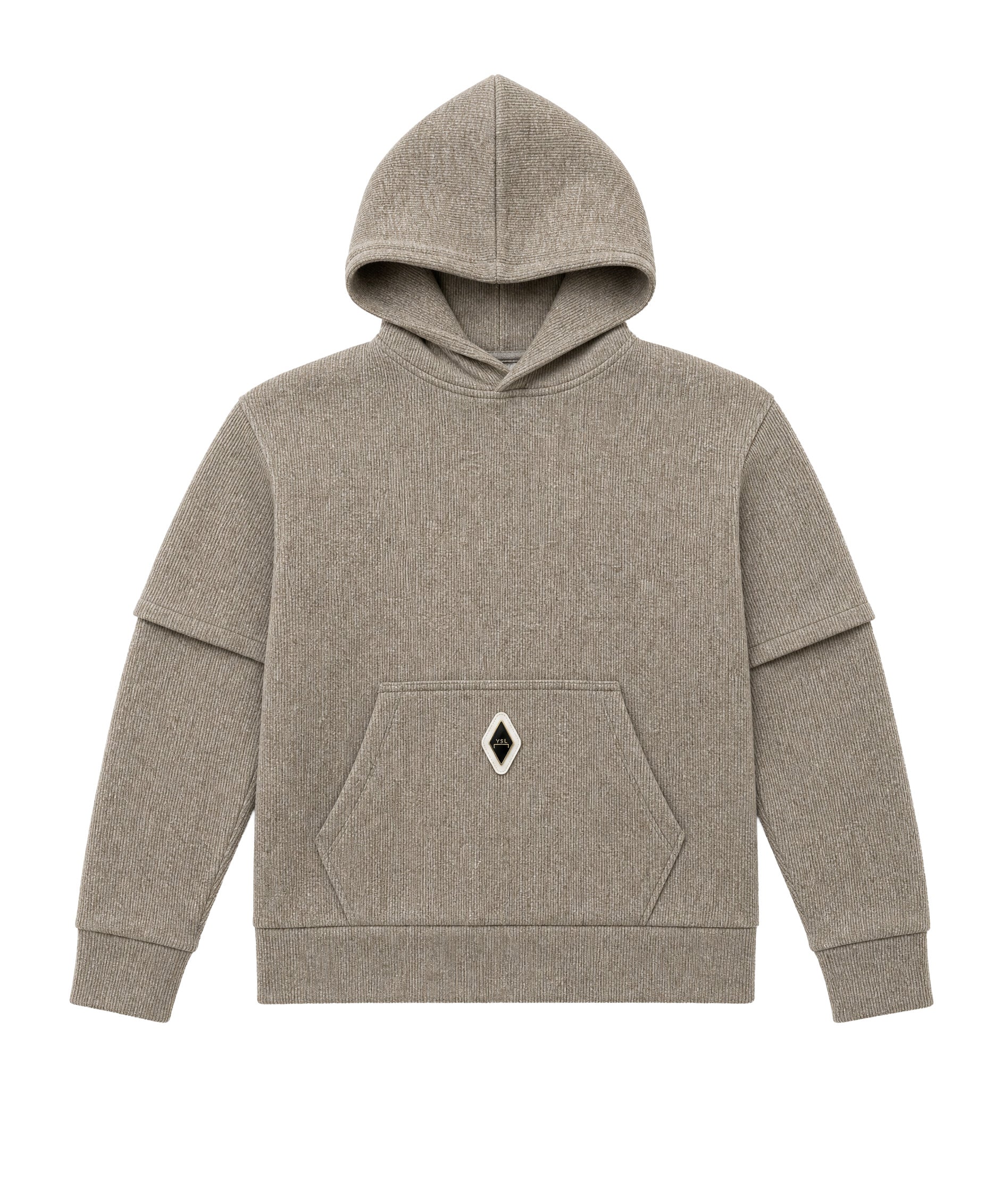 Yes London Kids Felpa Doppia Manica a Costine Beige con Targhetta Logo per BAmbini