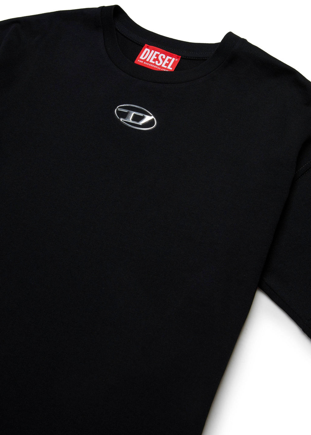 Diesel Kids T-Shirt Nera con Oval D per Bambini