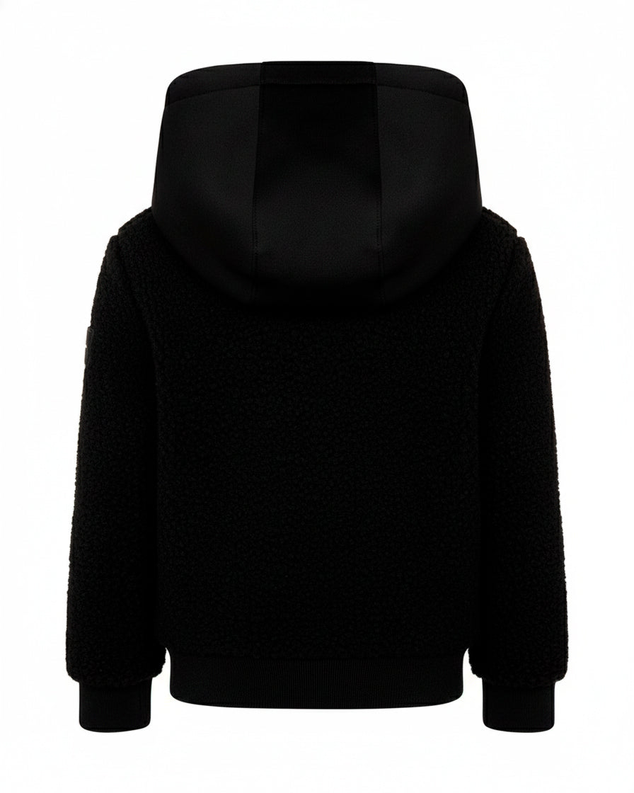 SUNS Kids Giubbotto Teddy Nero con Cappuccio per Bambini