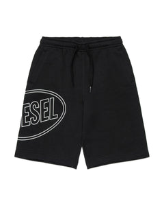 Diesel Kids Bermuda di Tuta Nero con Stampa Logo Oavl Per Bambini