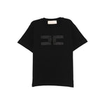 Elisabetta Franchi La Mia Bambina T-shirt Nera con Ricamo Logo per Neonate