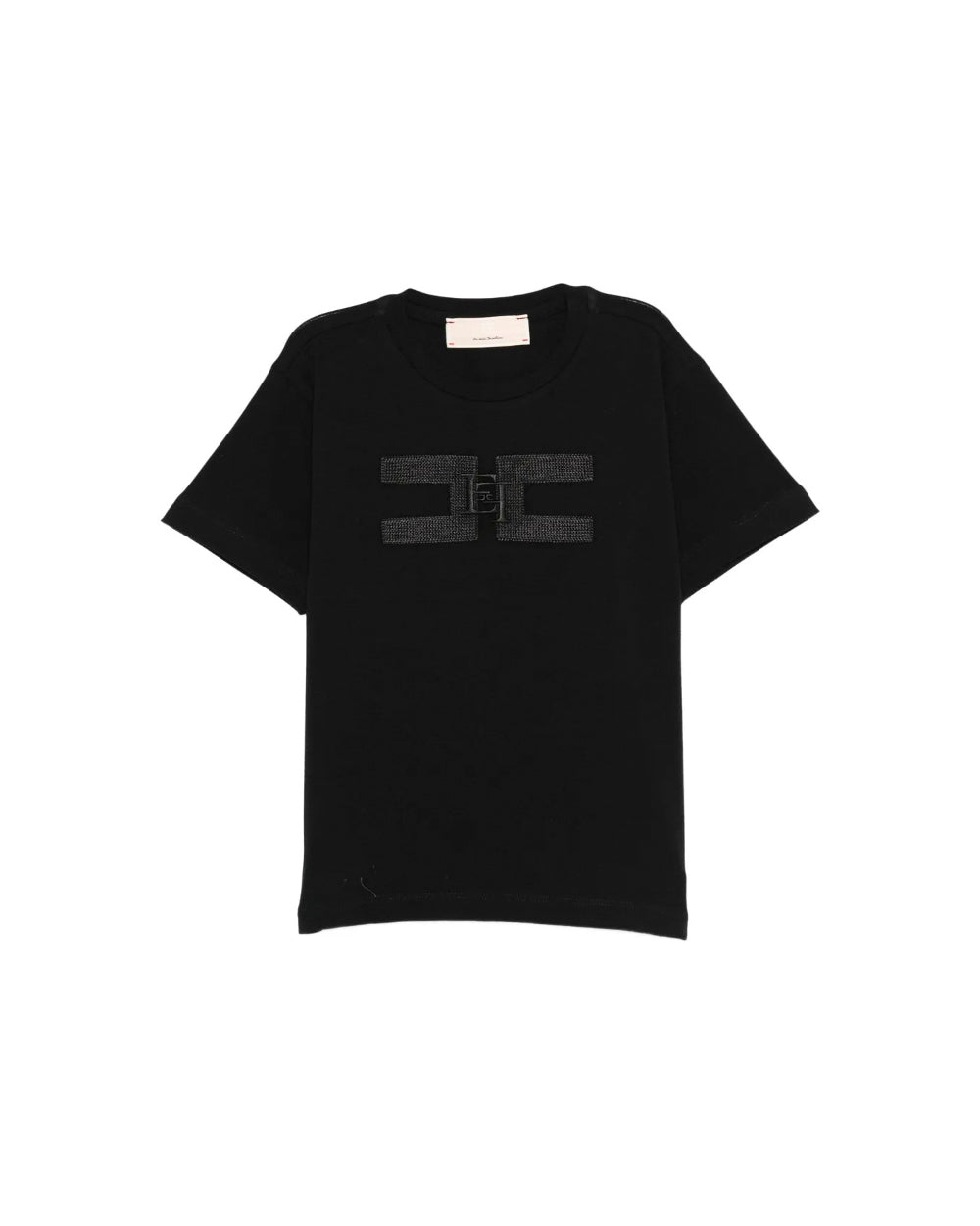 Elisabetta Franchi La Mia Bambina T-shirt Nera con Ricamo Logo per Neonate