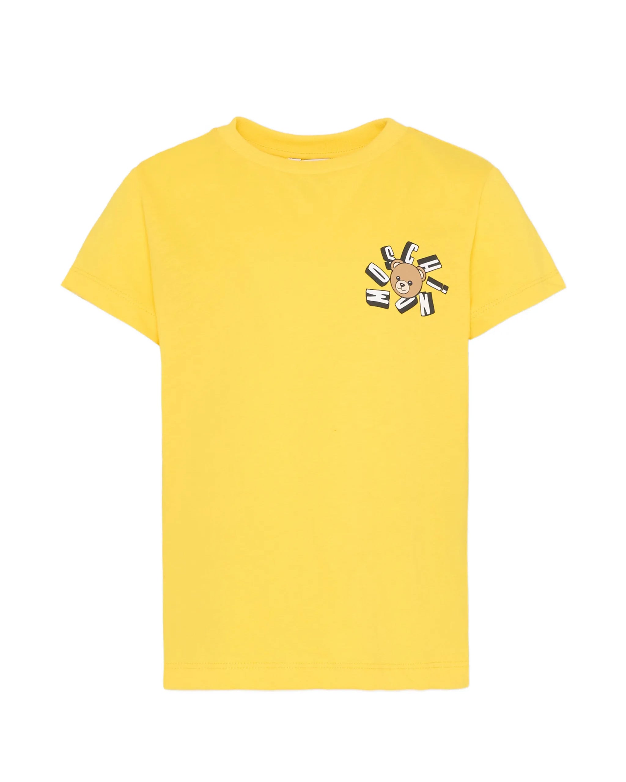 Moschino Kids T-Shirt Giallo con Piccolo Logo Teddy Bear per Bambini