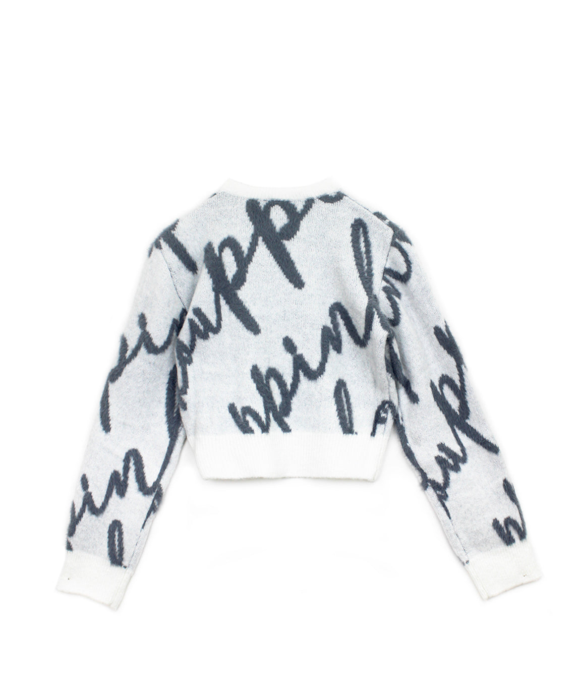 Pinko Kids Maglione Crop Bianco con Logo All-over per Bambine (retro)