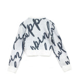 Pinko Kids Maglione Crop Bianco con Logo All-over per Bambine (retro)