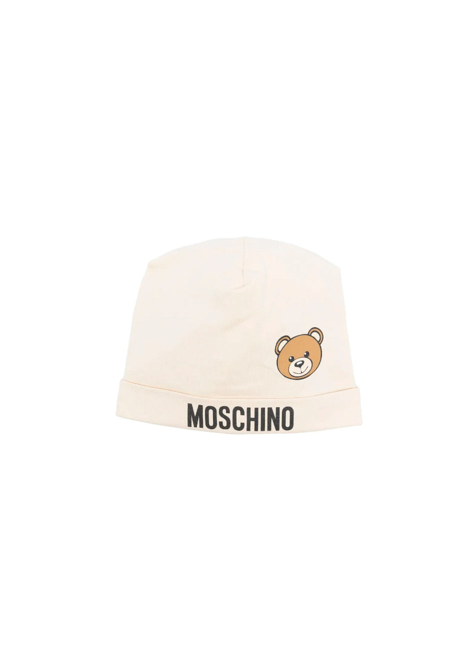 Moschino Kids Cappello Beige con Logo Teddy Bear per Neonati