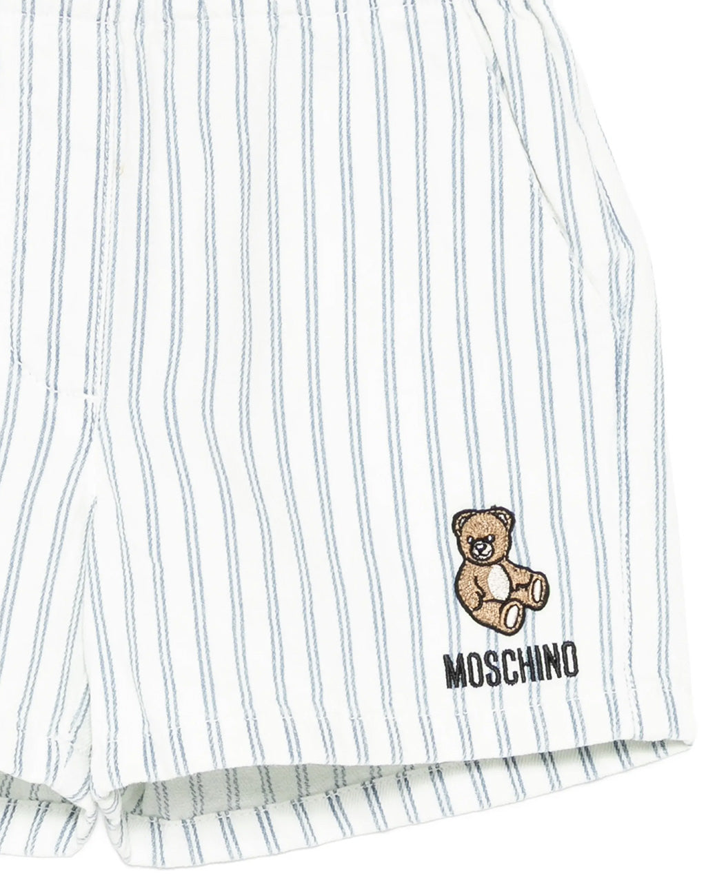 Moschino Kids Short a Strisce Denim con Teddy per Neonati