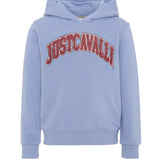 Just Cavalli Kids Felpa Blu con Logo Lettering Bordeaux per Bambine