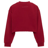 Maison Margiela Kids Felpa Borgogna con Logo Strass per Bambine