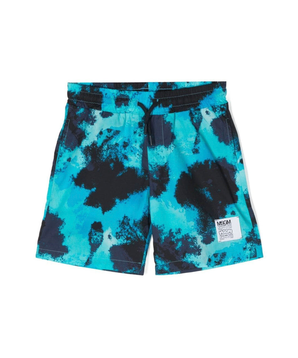MSGM Kids Costume Boxer Turchese Tie Dye per Bambini