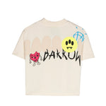 Barrow Kids T-shirt Crop Crema con Stampa Logo per Bambine (retro)