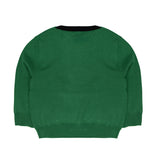 Alessandrini Kids Maglia Verde con Scritta Logo a Contrasto e Bottoni per Apertura Spalla per Neonati