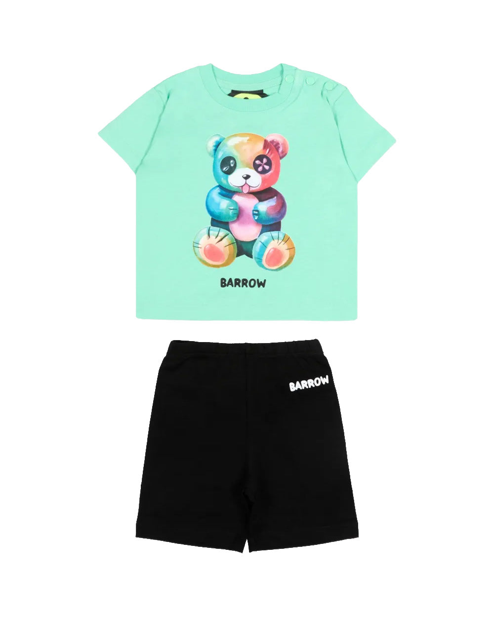 Barrow Kids Completo Verde Acqua e Nero con Stampa Teddy Multicolor Unisex