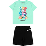 Barrow Kids Completo Verde Acqua e Nero con Stampa Teddy Multicolor Unisex