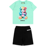 Barrow Kids Completo Verde Acqua e Nero con Stampa Teddy Multicolor Unisex