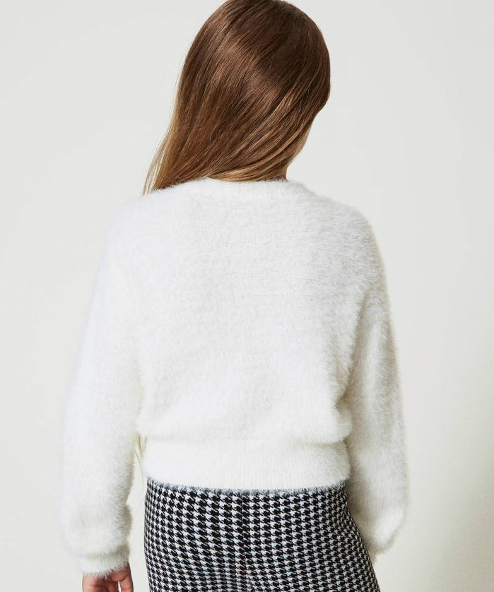 Twinset Kids Magliocino Bianco con Logo per Bambine (retro)