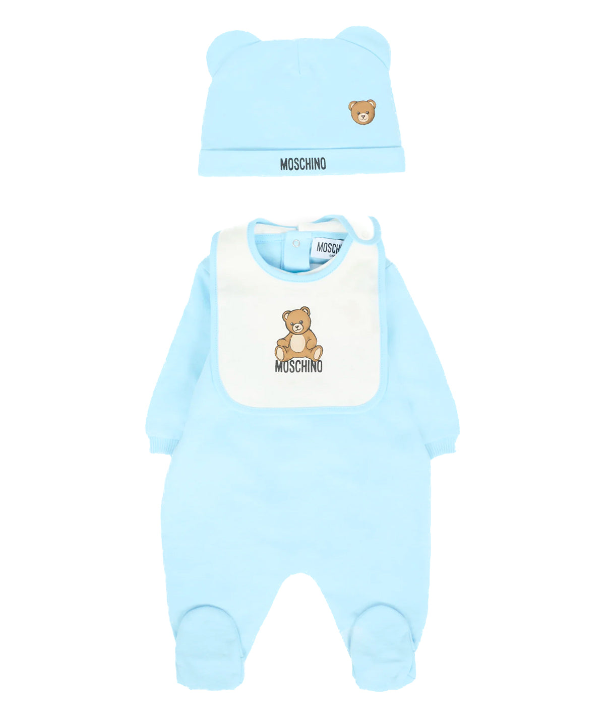 Moschino Kids Set Tutina+Bavetta +Cappello per Neonati