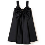 Twinset Kids Abito Nero in Raso con Fiocco