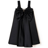 Twinset Kids Abito Nero in Raso con Fiocco