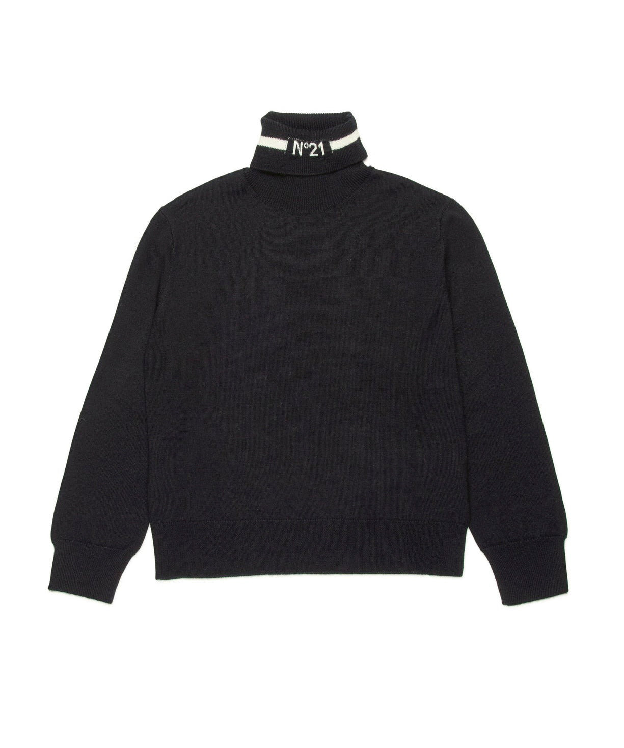 N°21 Kids Maglione Nero/Bianco con Logo per Bambine