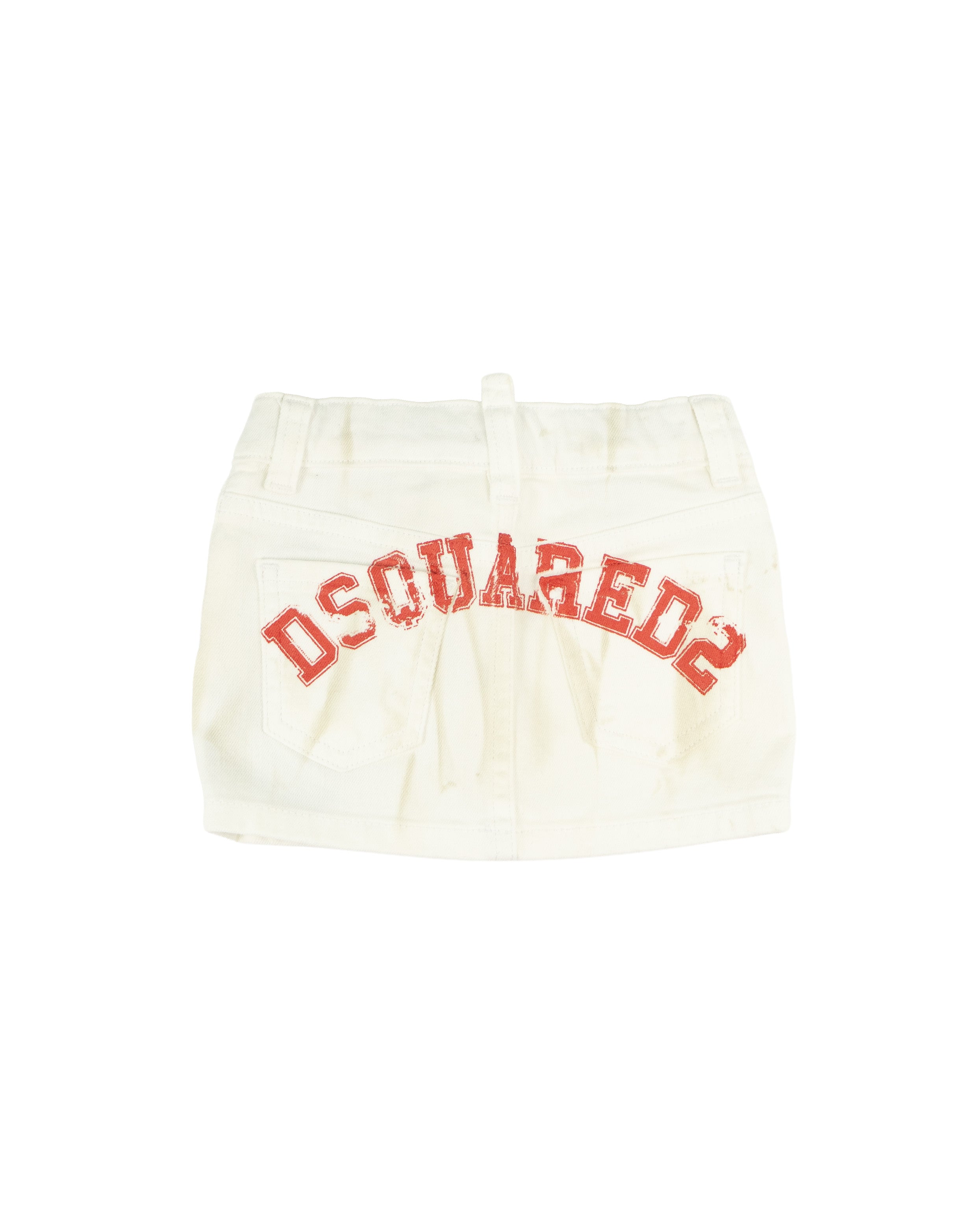 Dsquared2 Kids Gonna in Denim Bianco con Stampa sul Retro per Neonate