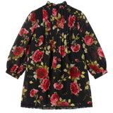 Blumarine Kids Abito Nero e Rosso Fantasia Rose per Neonate