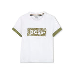 Boss Kids T-shirt Bianca con Stampa per Neonati