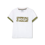 Boss Kids T-shirt Bianca con Stampa per Neonati