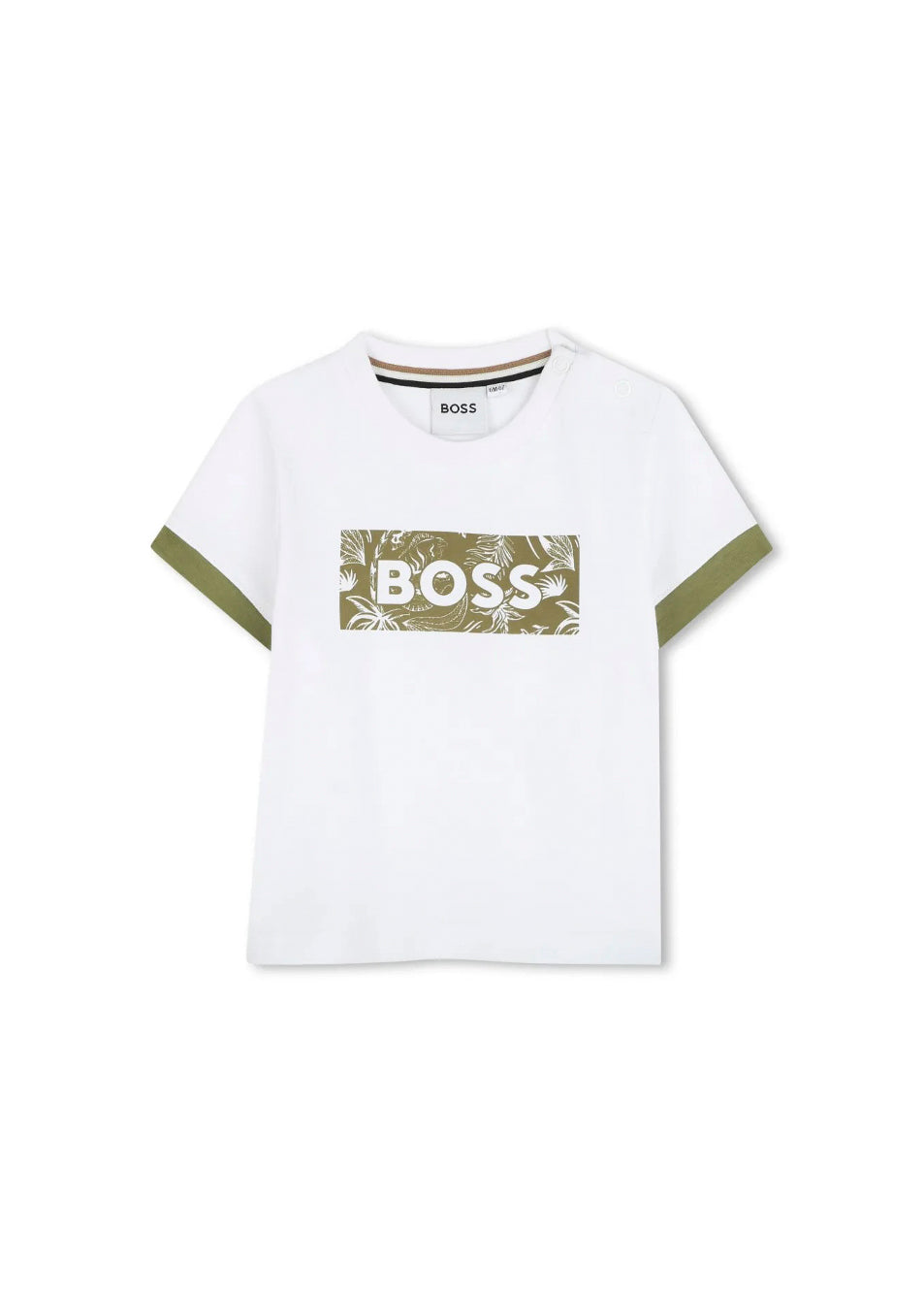 Boss Kids T-shirt Bianca con Stampa per Neonati