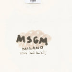 MSGM Kids T-shirt Crema con Stampa Logo per Bambini dettaglio
