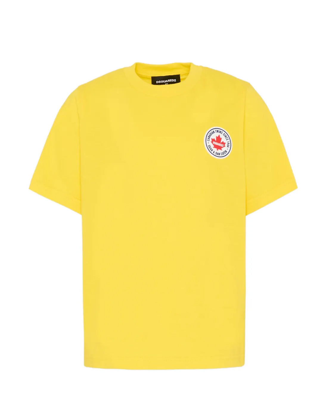 Dsquared2 Kids T-shirt Gialla Monocolore con Logo in Rilievo per Bambini