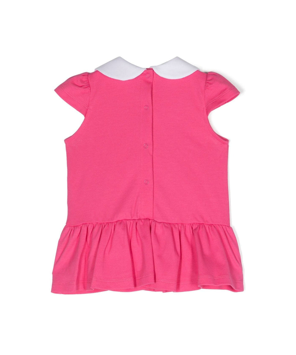 Moschino Kids Abito Smanicato Fucsia con Coulotte per Neonate (retro)