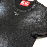 Diesel Kids Black Mylar Logo T-Shirt for Girls