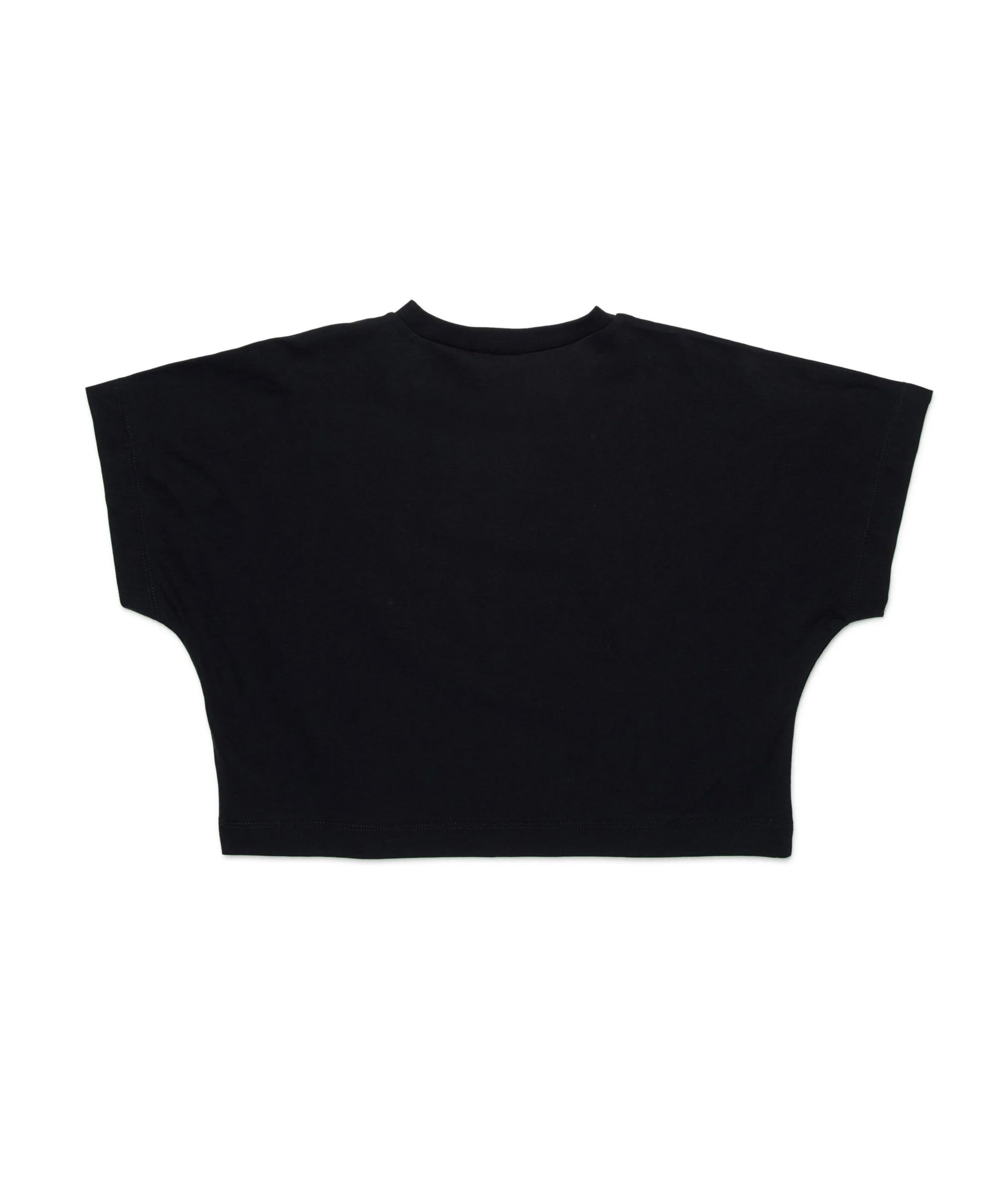 N21 Kids T-shirt Nera con Maxi Stampa Logo per Bambine