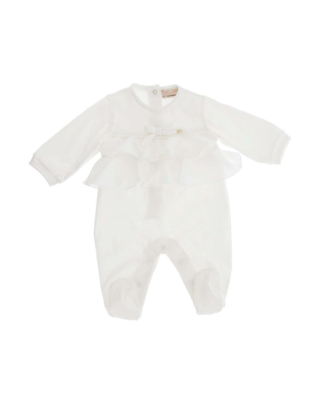 Elisabetta Franchi La Mia Bambina Tutina Panna con Volant per Neonate