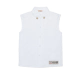 N21 Kids Camicia Smanicata Bianca con Dettaglio Etichetta Logo per Bambine