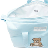 Moschino Kids Borsa Mamma+Fasciatoio Celeste con Logo Teddy Bear