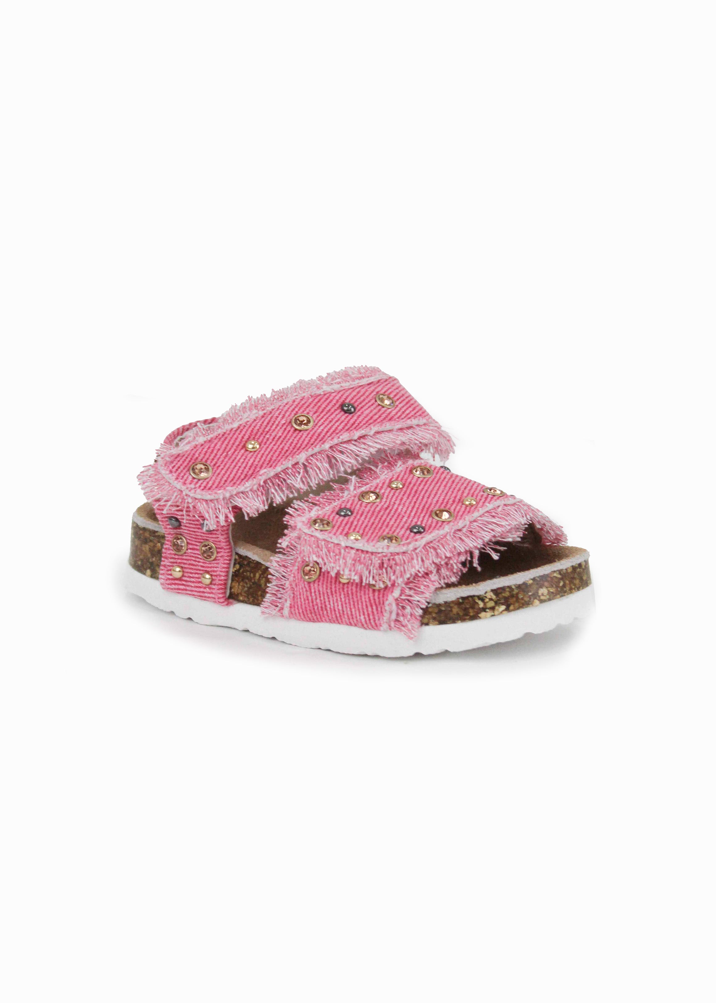 Colors of California Sandalo Denim Fucsia con Strass per Neonate