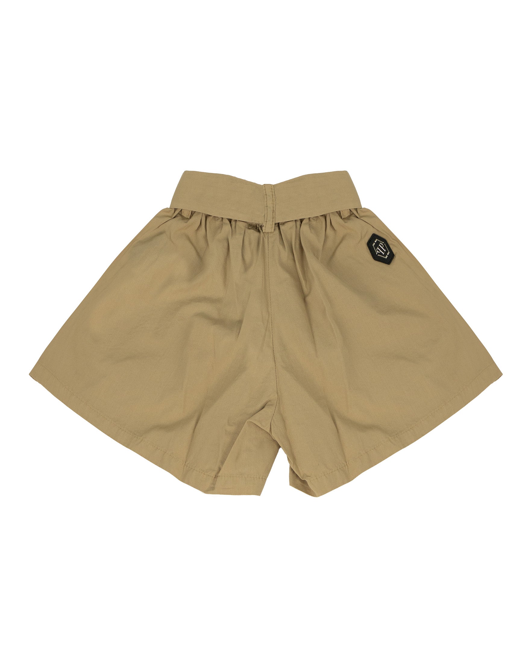 Philipp Plein Kids Short Cammello con Cintura Fiocco per Bambine