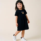 Moschino Kids Abito Nero Con Logo Teddy Bear per Neonate
