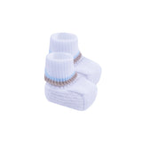 Marlù Scarpine Bianco con Dettagli Azzurro/Noce per Neonati