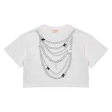 Vicolo Kids T-shirt Panna con Applicazione Chain per Bambine